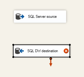 Screenshot of a destination adapter being dragged to a location directly below the source adapter.