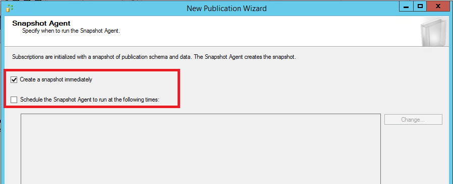 立即建立快照集的選項