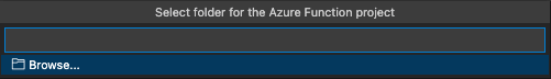 提示選擇資料夾以建立具有 SQL 繫結的 Azure Functions 的螢幕擷取畫面。