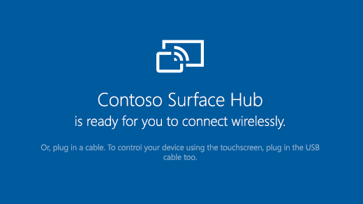 歡迎畫面的螢幕快照顯示 Surface Hub 已準備好讓您以無線方式連線。