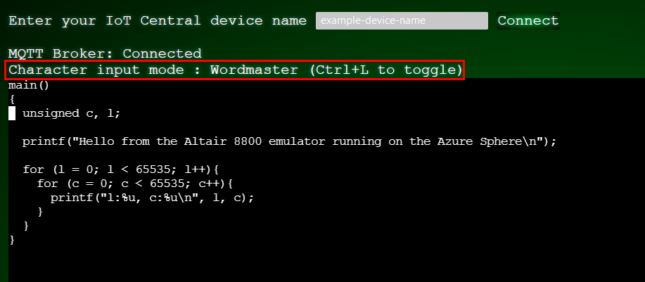 Screenshot of Altair running the Word-Master text editor.
