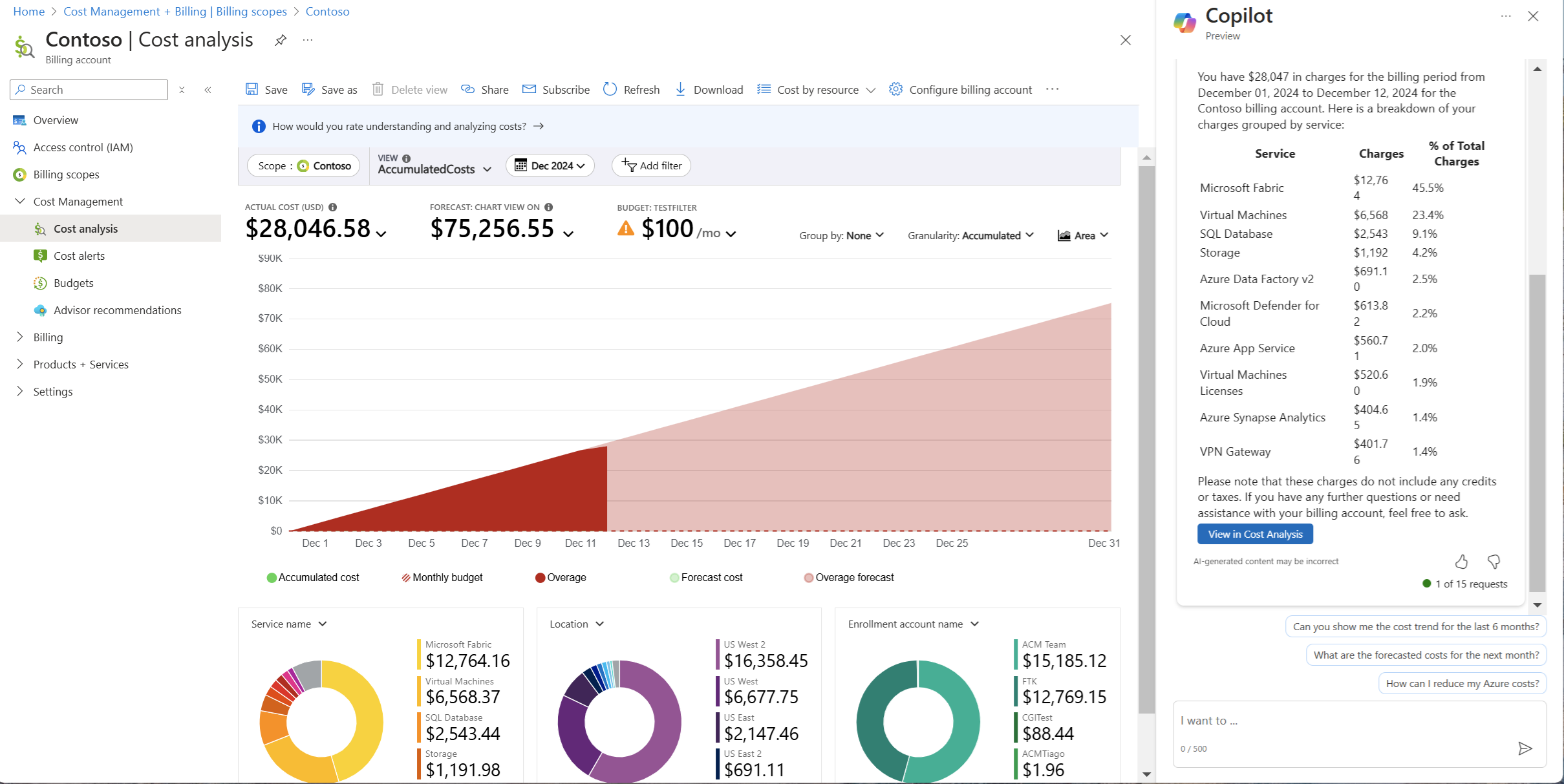 顯示 Copilot 結果的螢幕擷取畫面。
