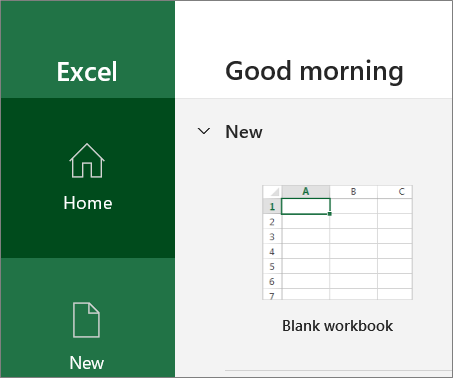 Excel 中 [新增空白活頁簿] 選取畫面的螢幕擷取畫面。