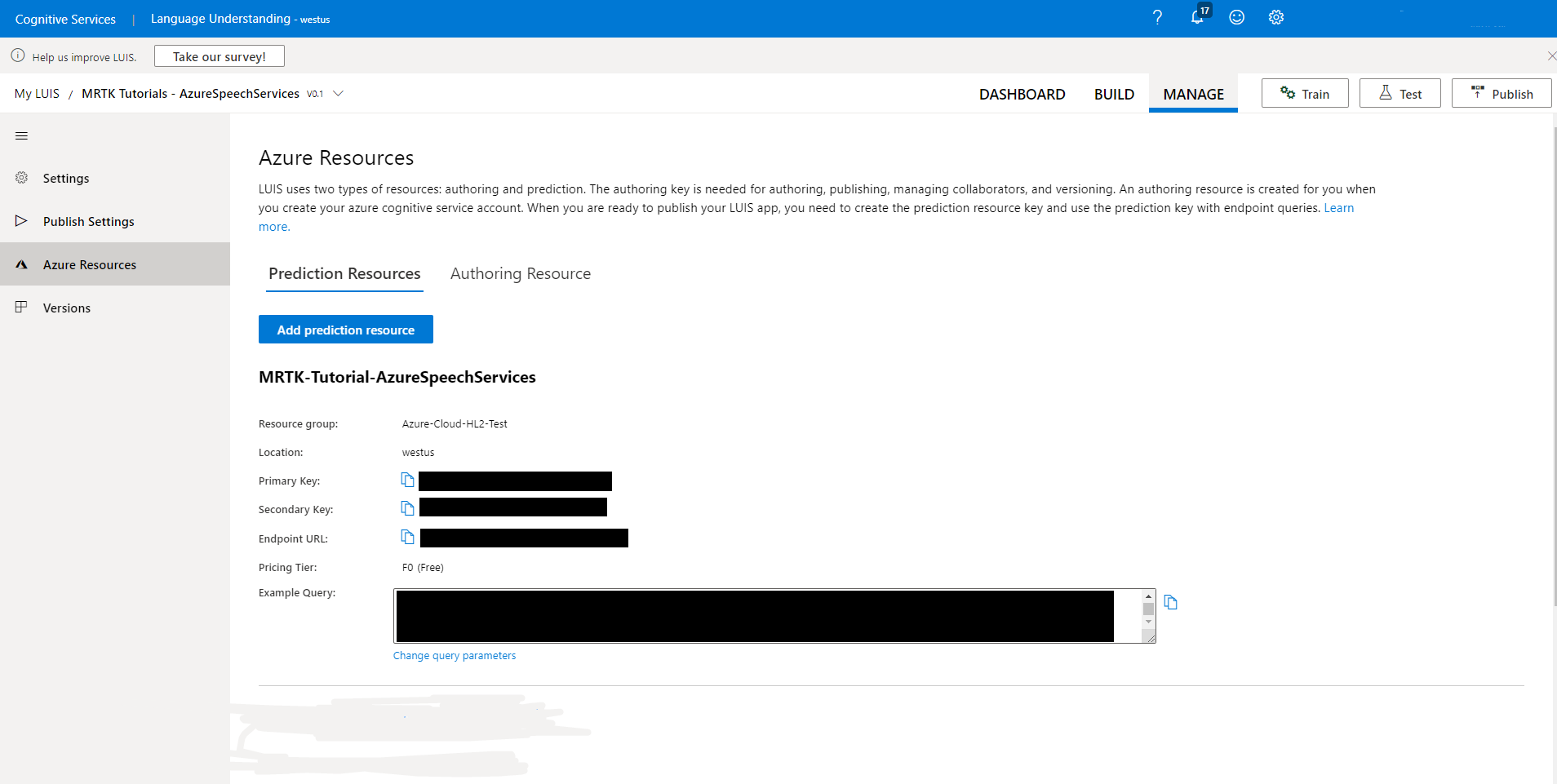 Screenshot of the Get Prediction URL page.