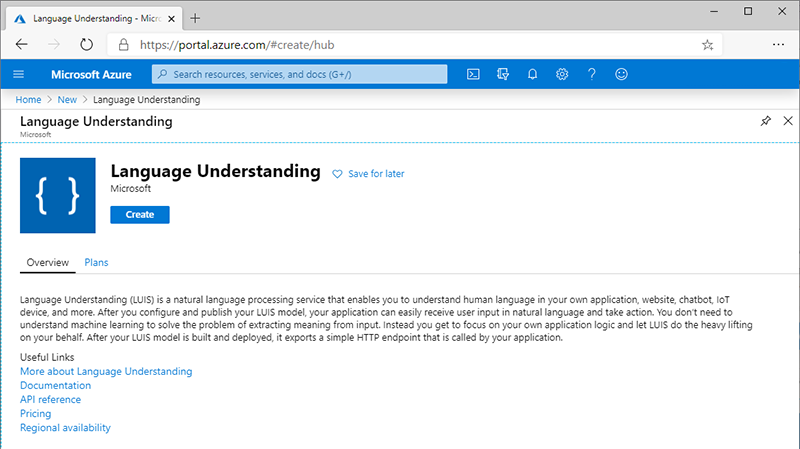 Screenshot of creating an instance of this service.
