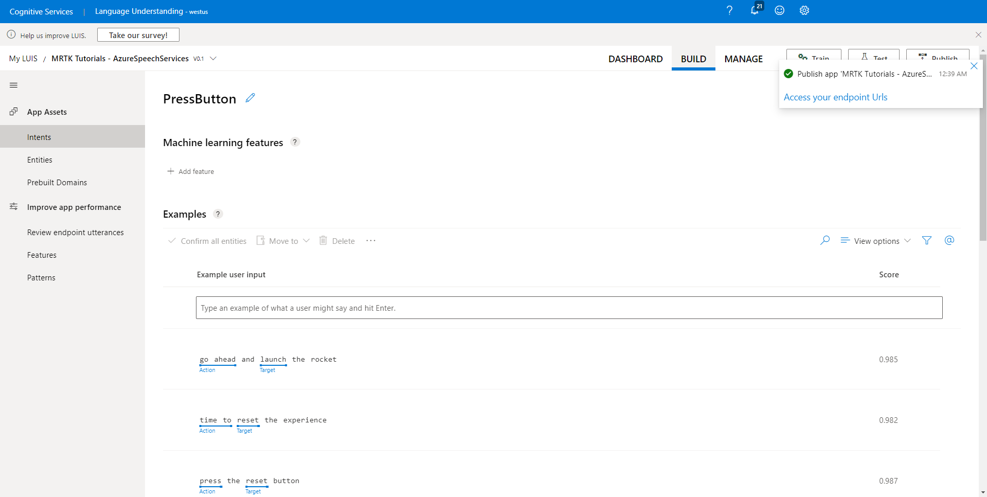 Screenshot of the Deployment completed notification.