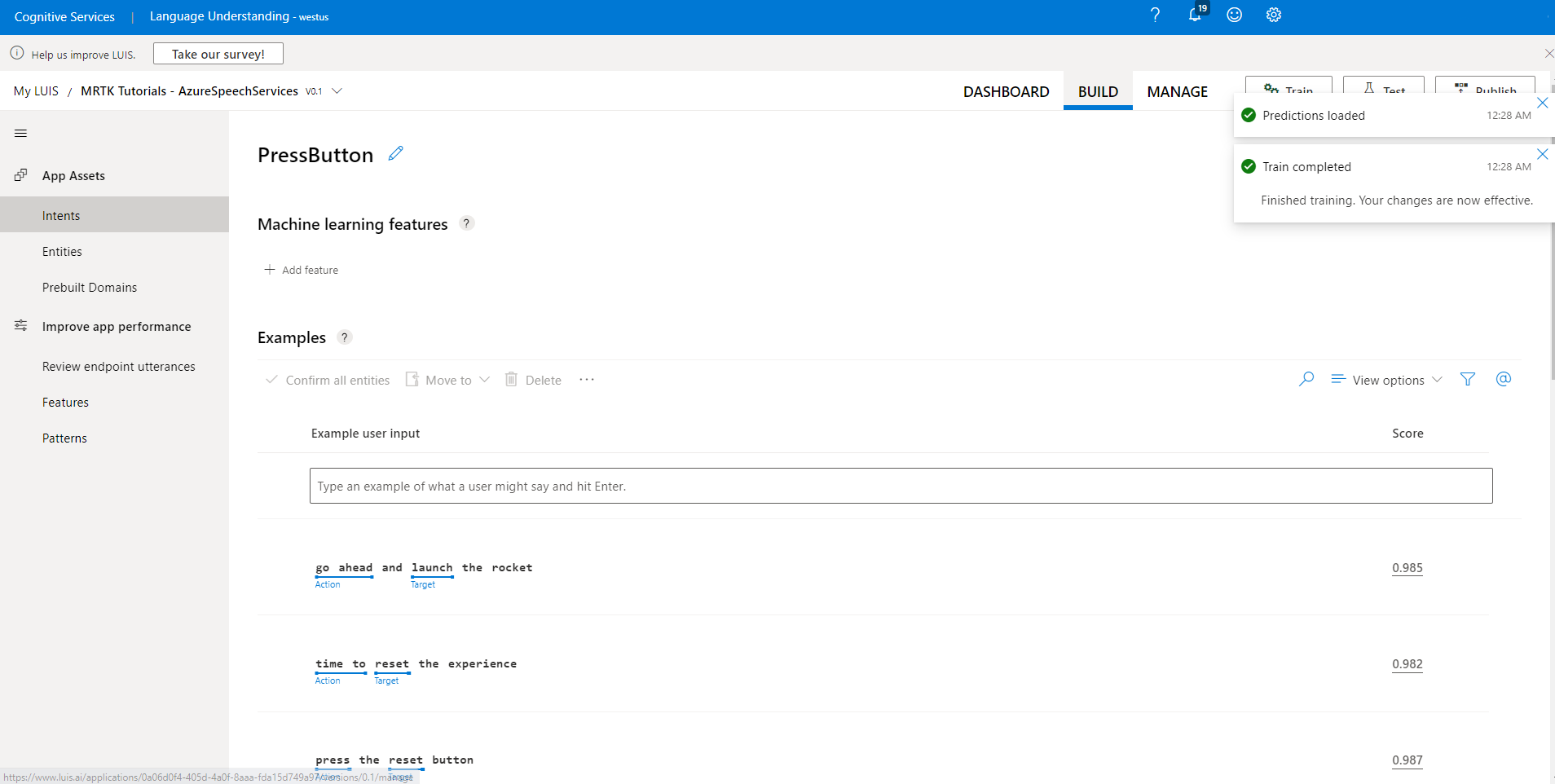 Screenshot of Finished training notification.
