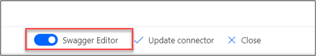 Screenshot of the turn on swagger editor toggle button.