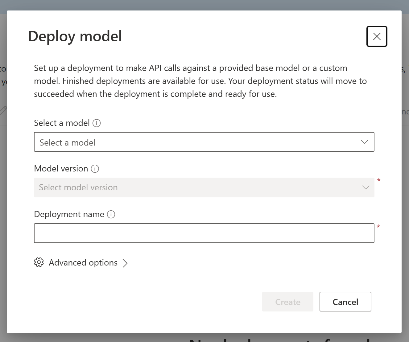 [部署模型] 視窗的螢幕擷取畫面。
