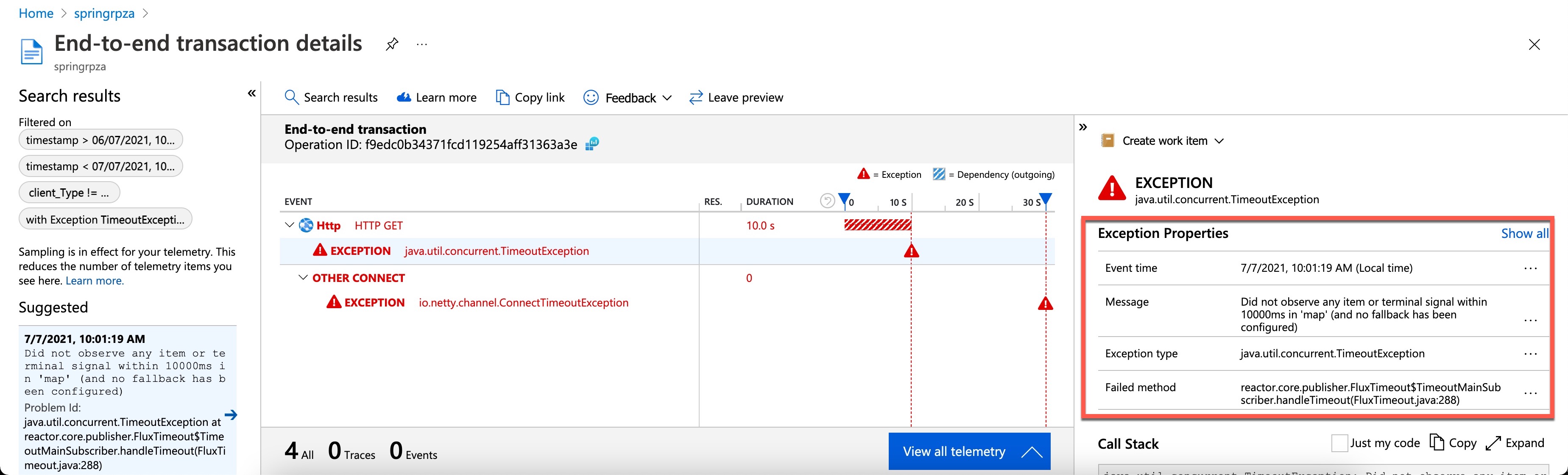 此螢幕擷取畫面顯示例外狀況詳細資料畫面。