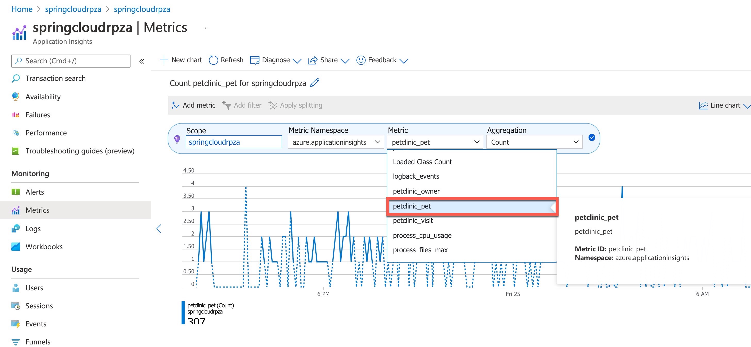 此螢幕擷取畫面顯示自訂計量的計量和彙總選項。