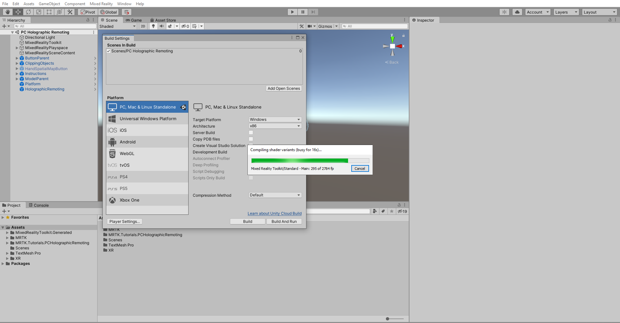 Screenshot of Wait for the build process.