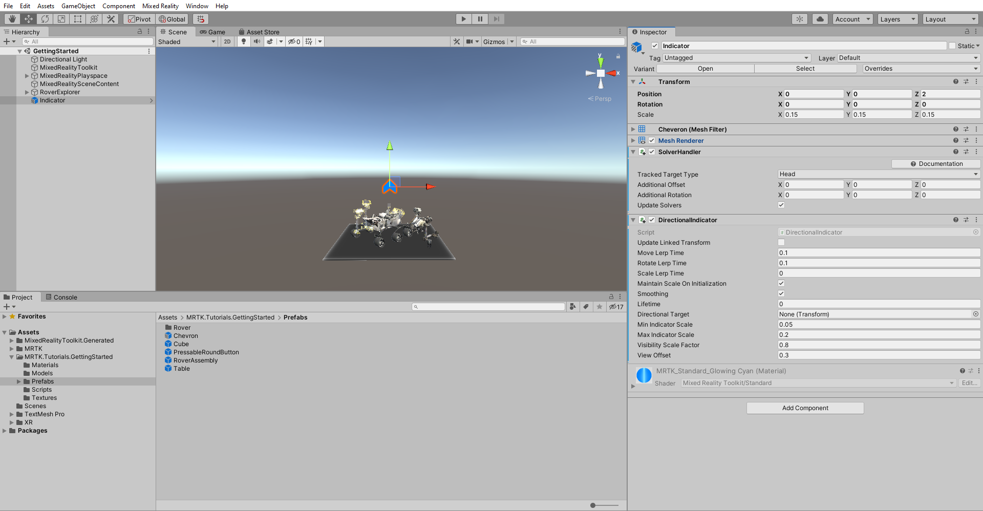 顯示已新增 DirectionalIndicator 解算元件的螢幕截圖。