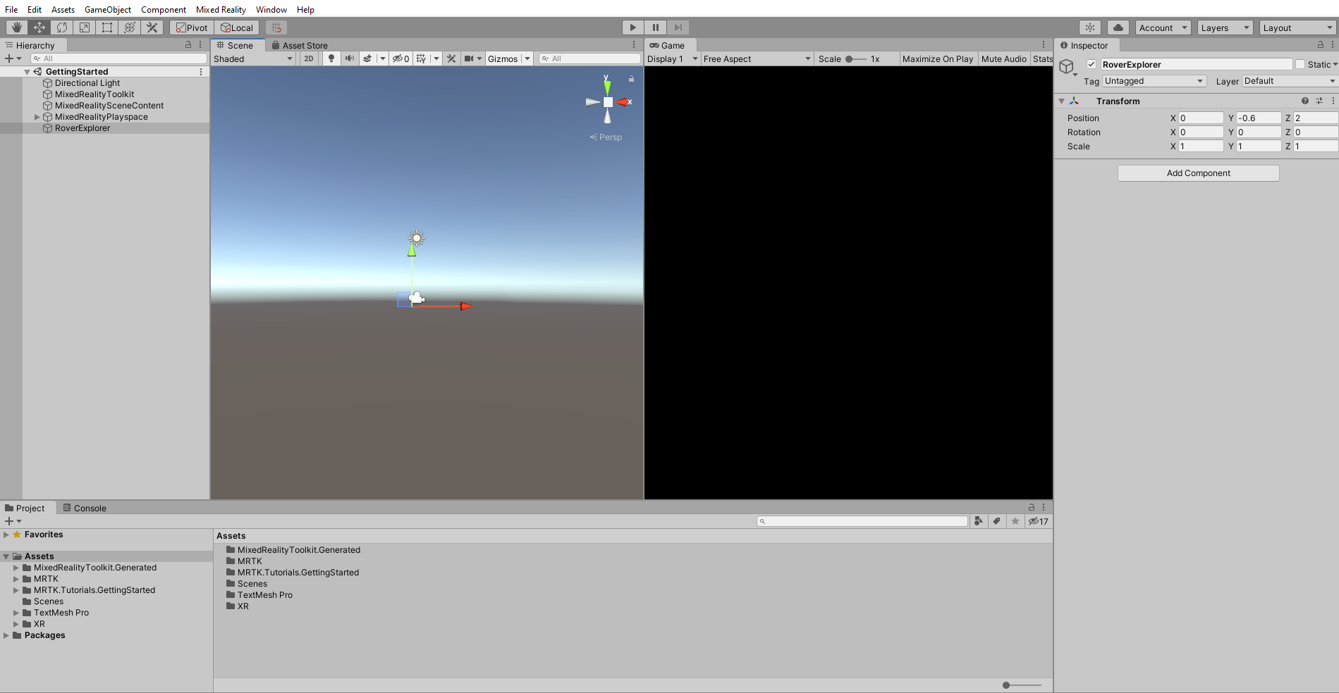 顯示已選取並定位 RoverExplorer 物件的螢幕擷取畫面。