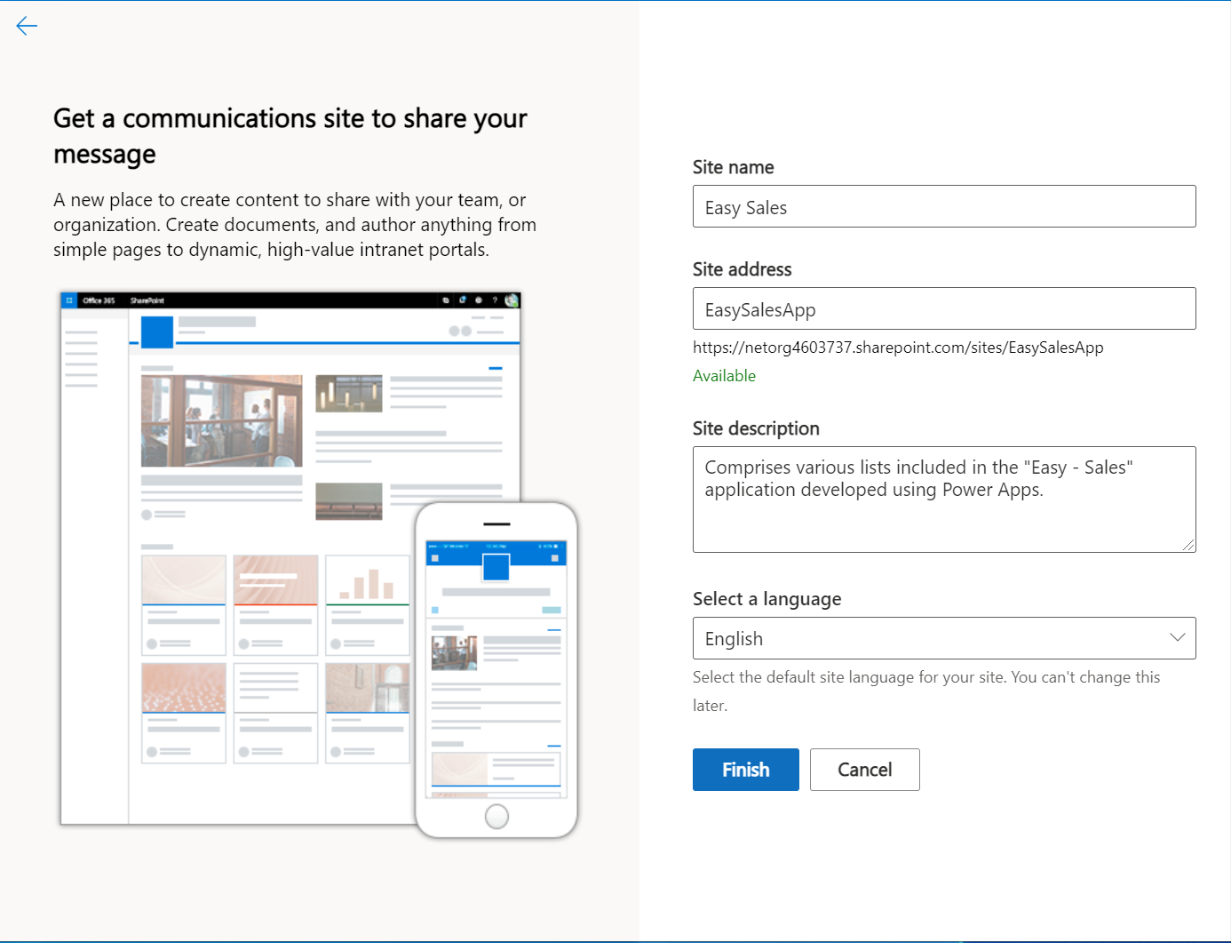 更新網站詳細資料的螢幕擷取畫面。