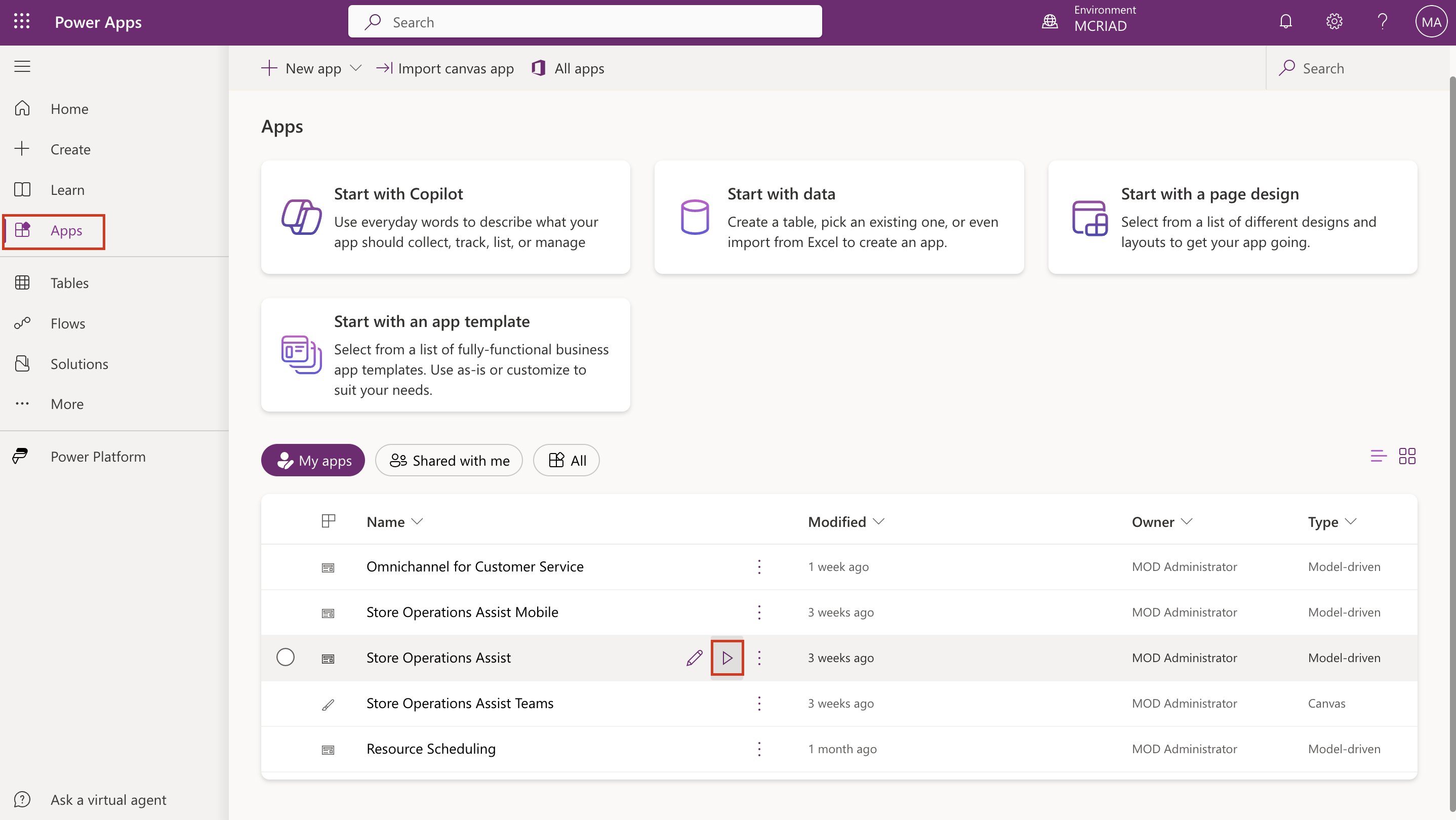 Screenshot of running Store operations.