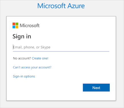顯示 Azure 登入頁面的螢幕擷取畫面。