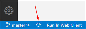 Screenshot of the Sync icon on the Visual Studio Code window.