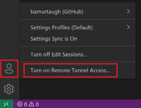 開啟遠端通道存取的螢幕快照。