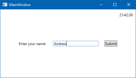 Screenshot of sample app with a name entry field and submit button.