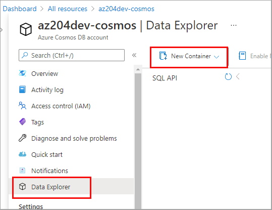 You can add a container using the Data Explorer.