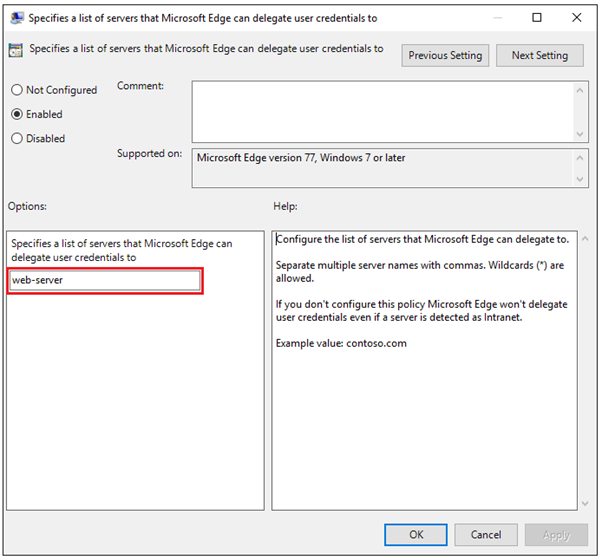 伺服器清單的螢幕快照。