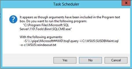Screenshot of the Task Scheduler confirmation popup window.