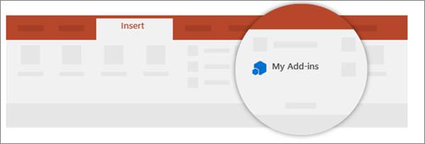 螢幕快照顯示，您可以在 [插入] 索引標籤中的 [我的增益集] 中檢視增益集。