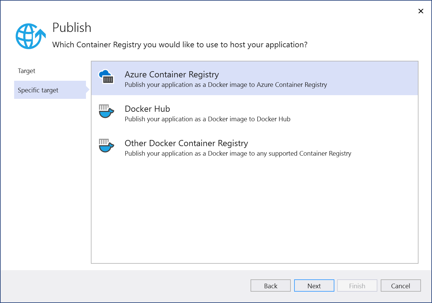選擇 [Azure Container Registry]。