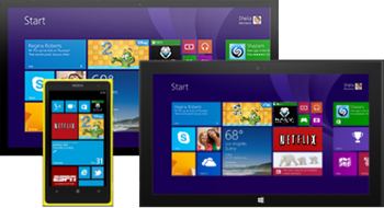 不同類型的 Windows 裝置螢幕快照。