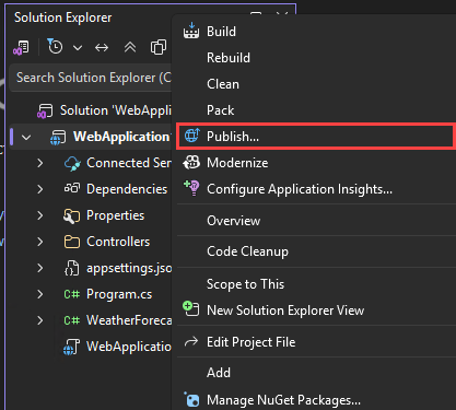 顯示 [發佈] 選項的螢幕快照。