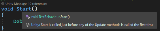 Unity 文件的螢幕擷取畫面，其中顯示工具提示。