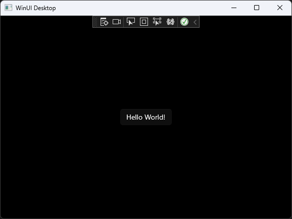 Screenshot showing the running Windows App SDK 'Hello World' application.