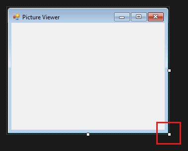 顯示 [表單] 視窗的螢幕擷取畫面，其中具有右下角的 [拖曳控點]。