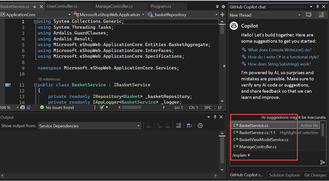 在 Visual Studio 中使用 GitHub Copilot Chat 的祕訣和訣竅 - Visual Studio (Windows ...