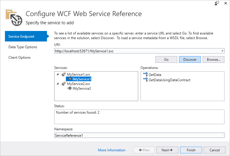 WCF Web Service Reference