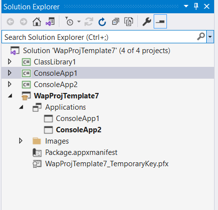 Windows 應用程式封裝專案舊版使用者介面。