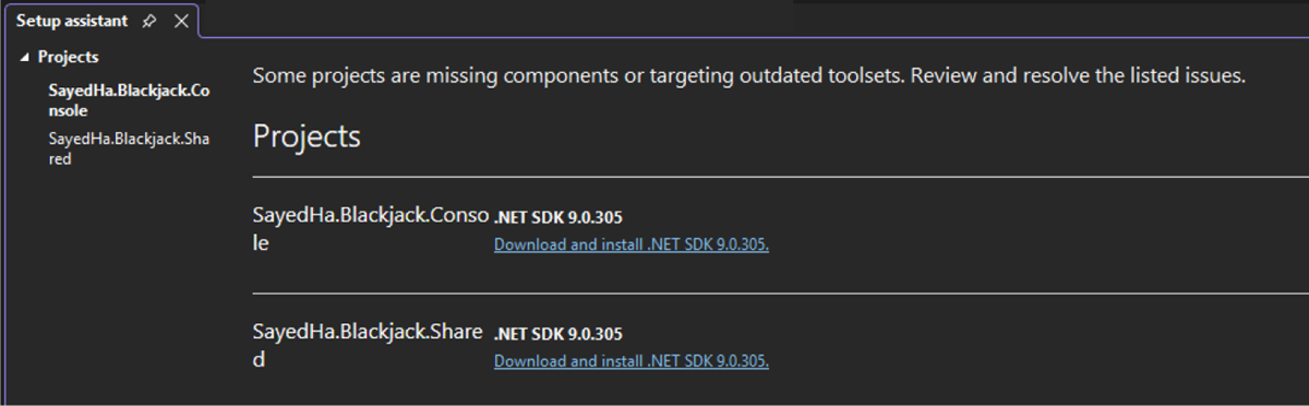 下載基於 global.json的 .NET SDK 的連結 