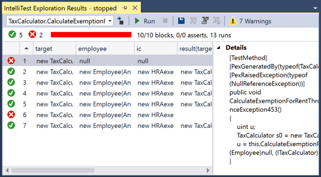 IntelliTest 運作中