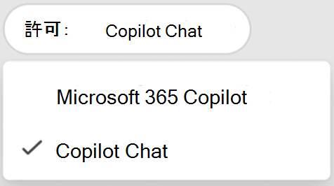 顯示 Copilot Chat 篩選器的截圖。