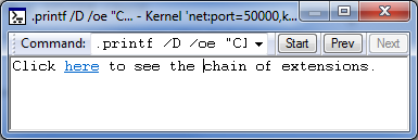 命令瀏覽器視窗中 DML 連結的螢幕擷取畫面。