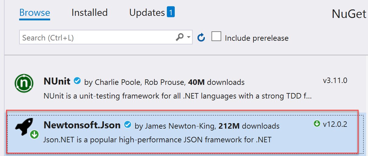 Newtonsoft.JSON Nuget 套件