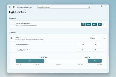 的 Light Switch PowerToys 公用程式 Windows的螢幕擷取畫面。