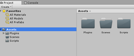 Screenshot that shows where to create the Scripts folder.