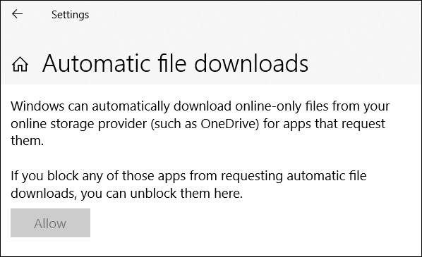Screenshot of the automatic file downloads setting