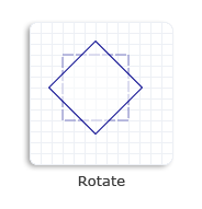 正方形旋轉順時針旋轉 45 度與原始方形中央的圖例