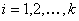 顯示等於1， 2， ...， k。