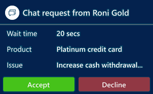 Incoming chat notification Incoming chat notification.