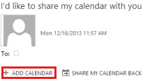Screenshot that shows the ADD CALENDAR button on the invitation.