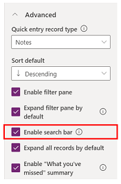 Configue search bar Configure search bar